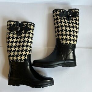 Banana Republic tall Houndstooth rain boots, Sz. 8